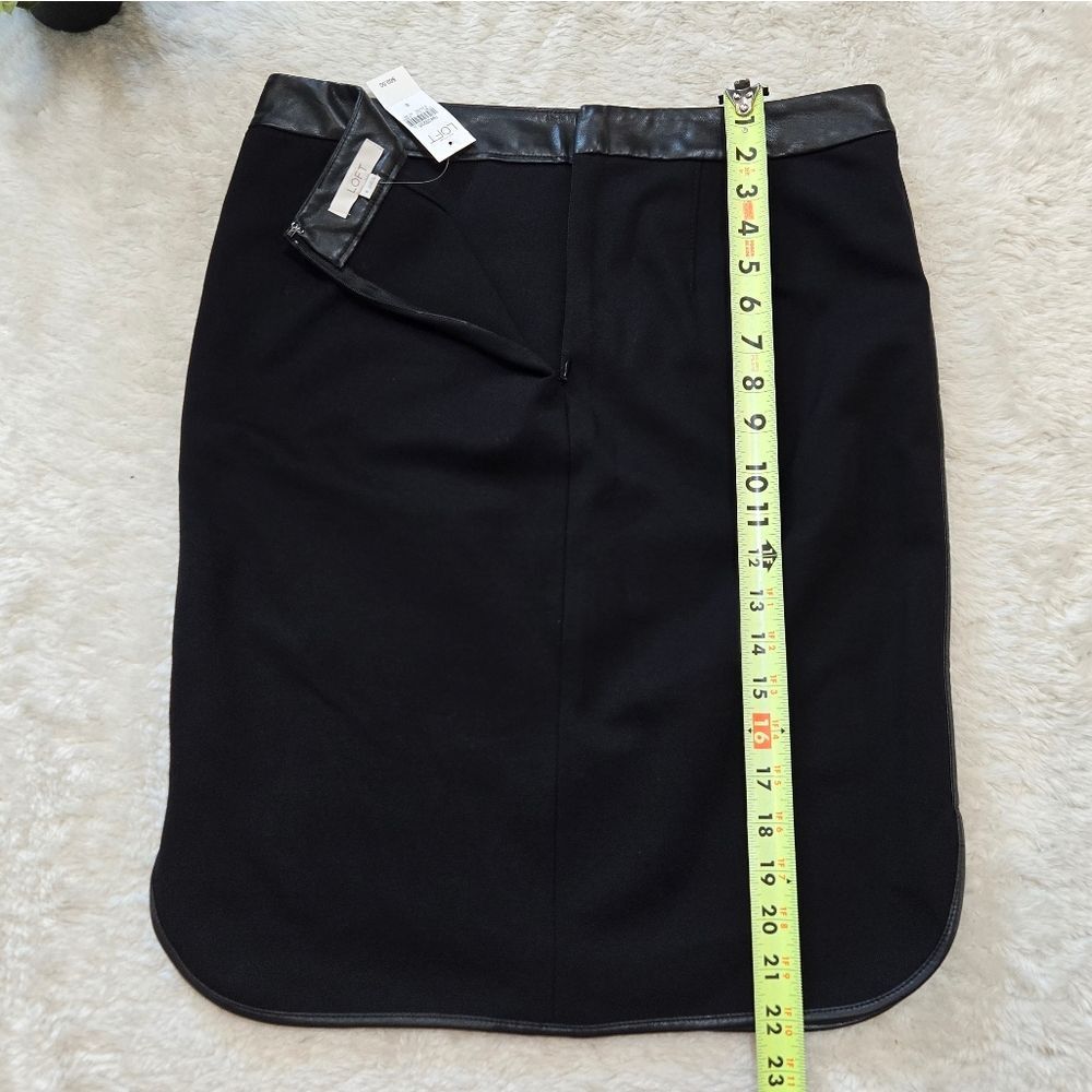 LOFT Black Pencil Skirt with Faux Leather Trim - Picture 6 of 7